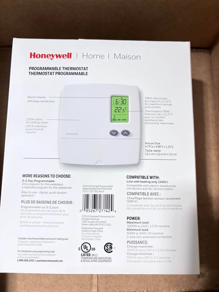 Honeywell Home RLV4300A 5-2 Day Programmable Electric Heat Therm - photo 2