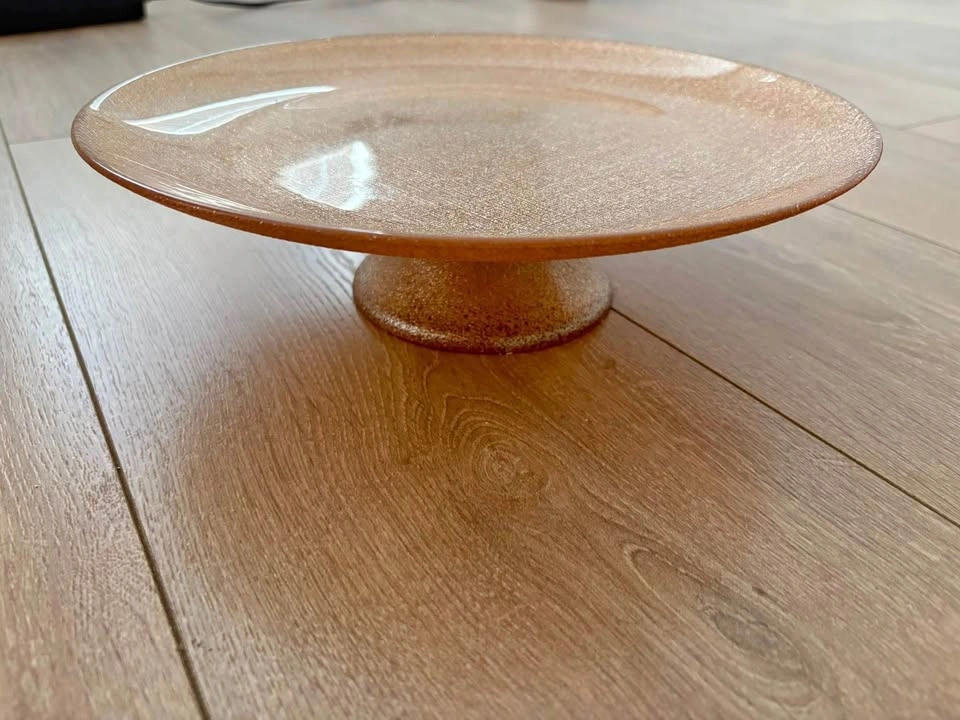 Amber Textured Glass Pedestal Cake Stand