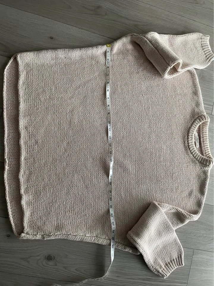 Oak + Fort oversized chunky cotton sweater, light blush, XS - photo 3