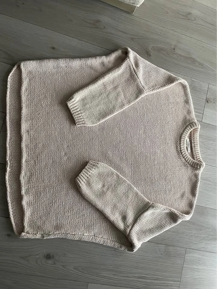 Oak + Fort oversized chunky cotton sweater, light blush, XS - photo 4