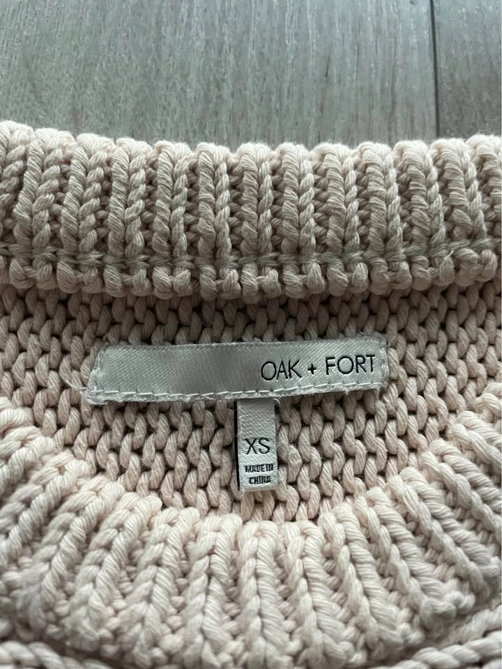 Oak + Fort oversized chunky cotton sweater, light blush, XS - photo 5