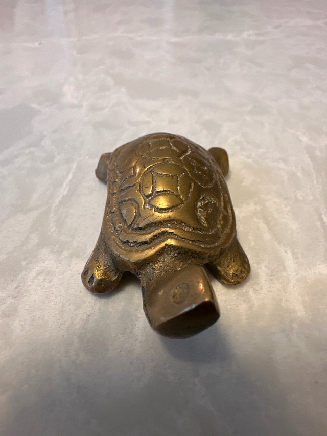 Vintage cast solid brass miniature turtle figurine - photo 4