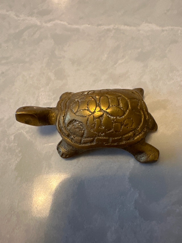 Vintage cast solid brass miniature turtle figurine - photo 5