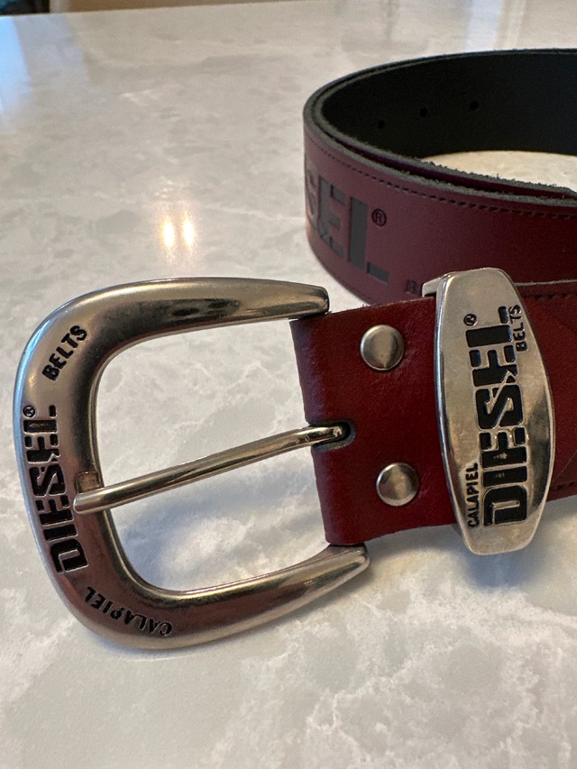 Dark red leather Diesel belt. Size 38/95. - photo 2