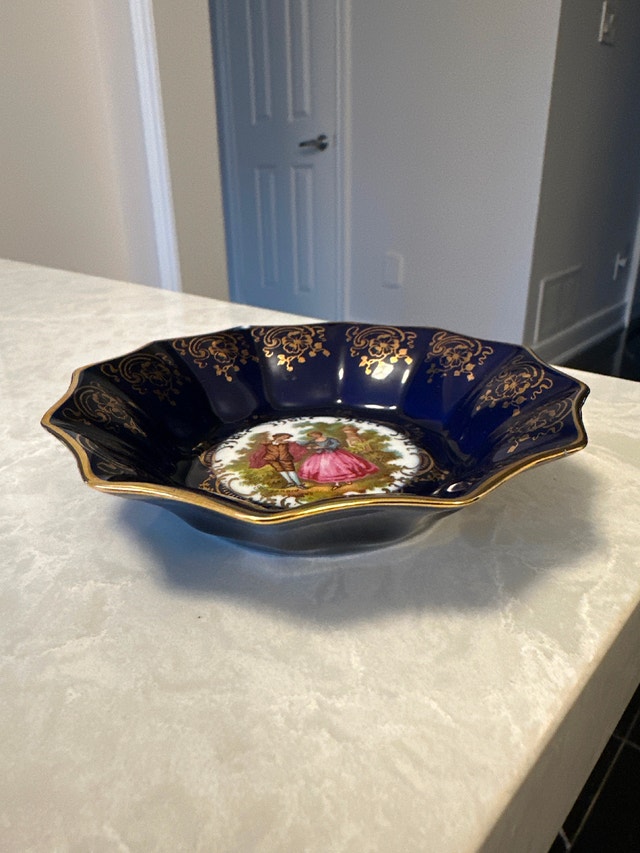 Vintage Limoges porcelain cobalt blue and gold dish - photo 2