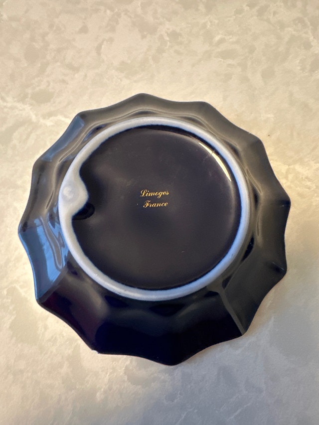Vintage Limoges porcelain cobalt blue and gold dish - photo 4