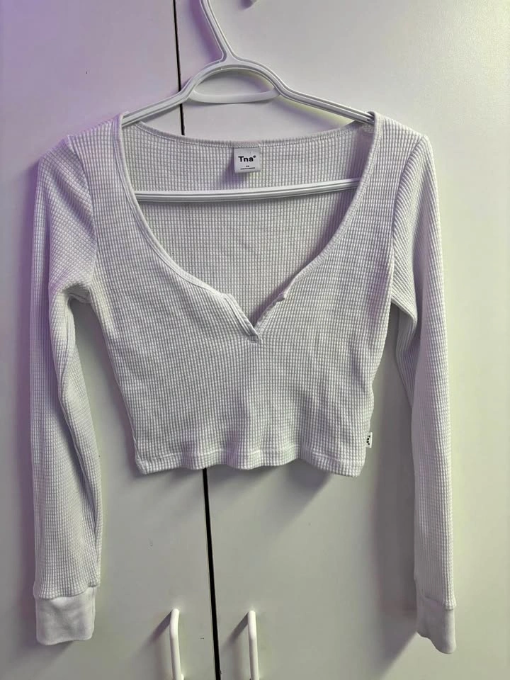 Tna Waffle Knit Long Sleeve Top - Size XS