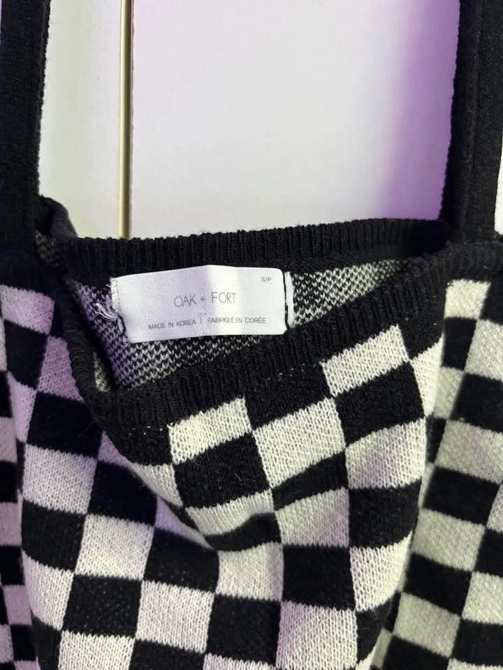 Oak + Fort Checkered Knit Crop Top Size S - photo 2