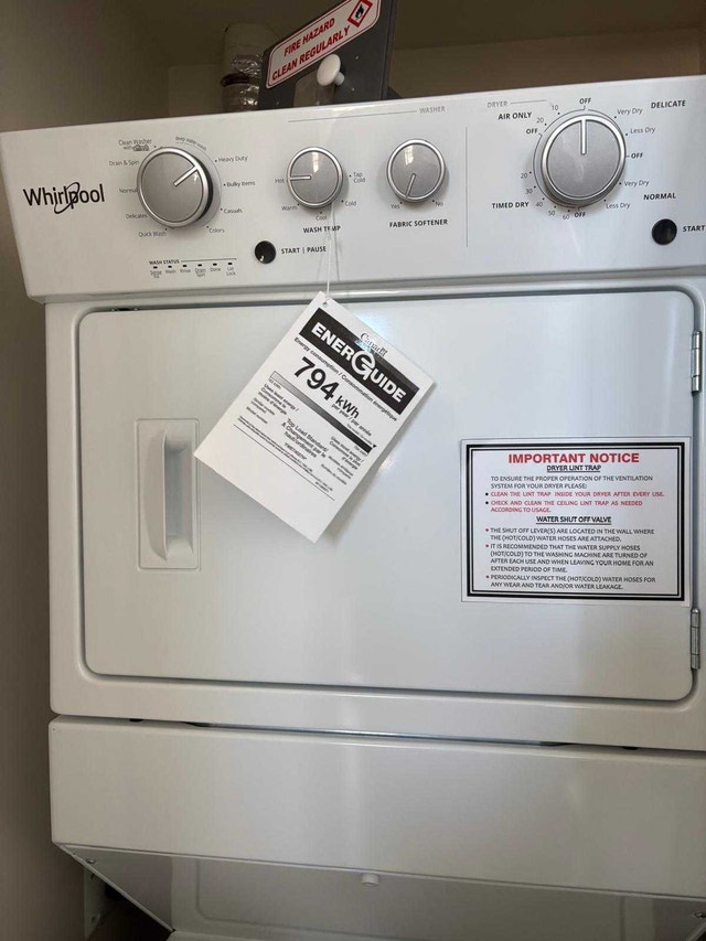 Whirlpool Stacked 4.0 cu. ft. Washer and 5.9 cu. ft. Dryer