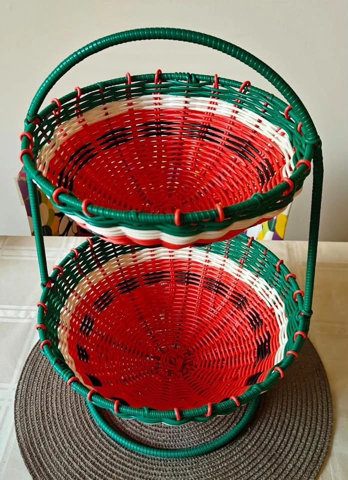 2-Tier Watermelon Woven Fruit & Produce Basket Stand - photo 3