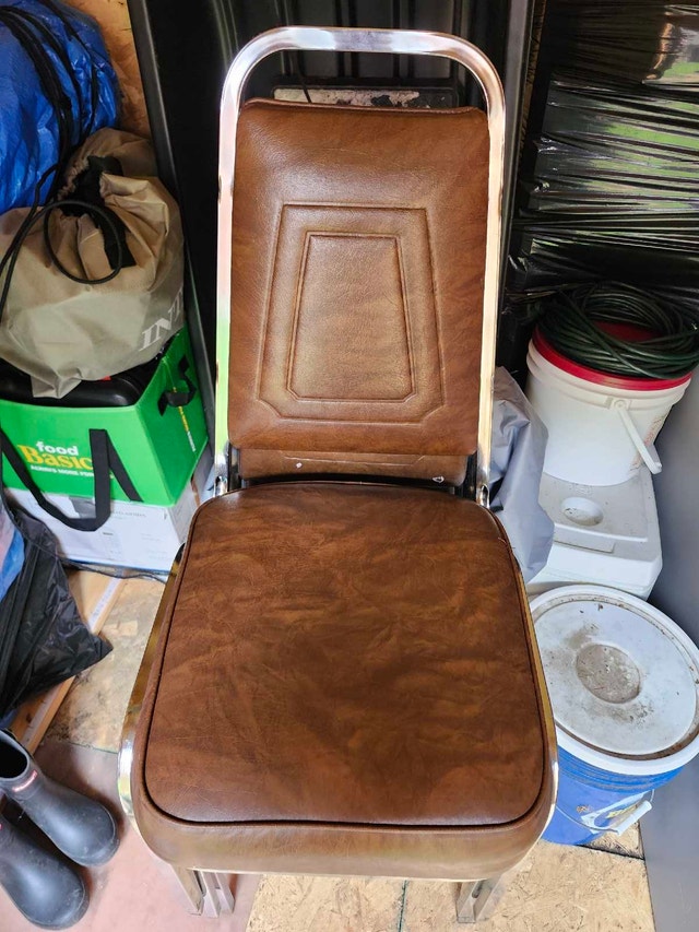 Chrome and Brown Vinyl Dining Chair
