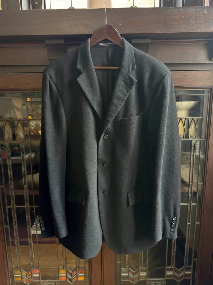 Polo Ralph Lauren 100% Cashmere Blazer 40L Black Italy