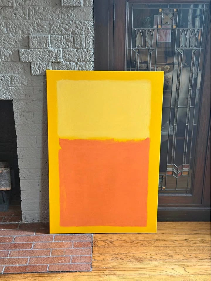 LARGE Hand-Painted Rothko-Style Modern Art - Orange & Yellow