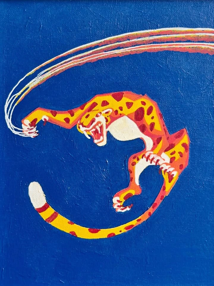 Vibrant Framed Big Cat Wall Art – 8x10 Acrylic Painting