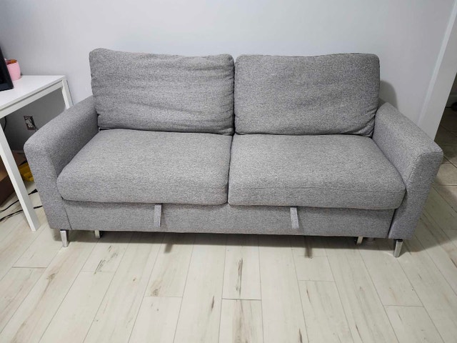 Gray Pull-Out Sofa Bed
