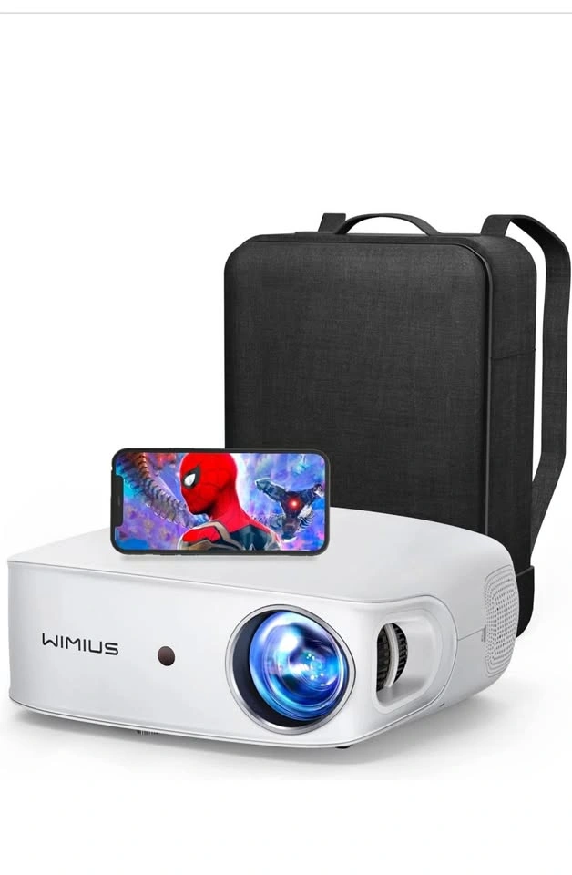 Wimius p60 projector plus 120” projector and white screen