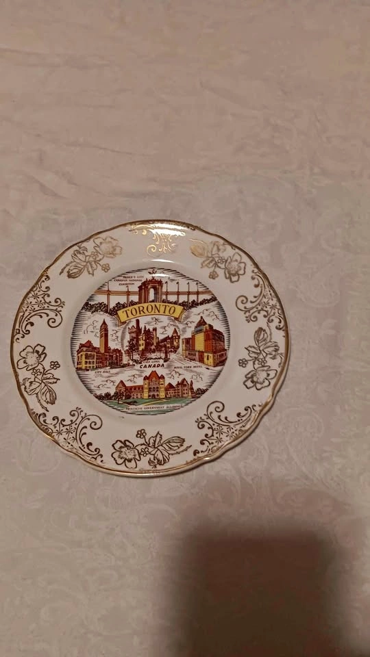 22 K Gold border Souvenir Plate - W. Adams & Sons