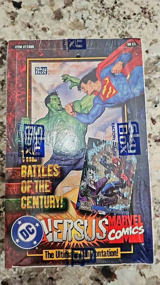 Vintage Marvel and DC Comics trading card boxes and sets