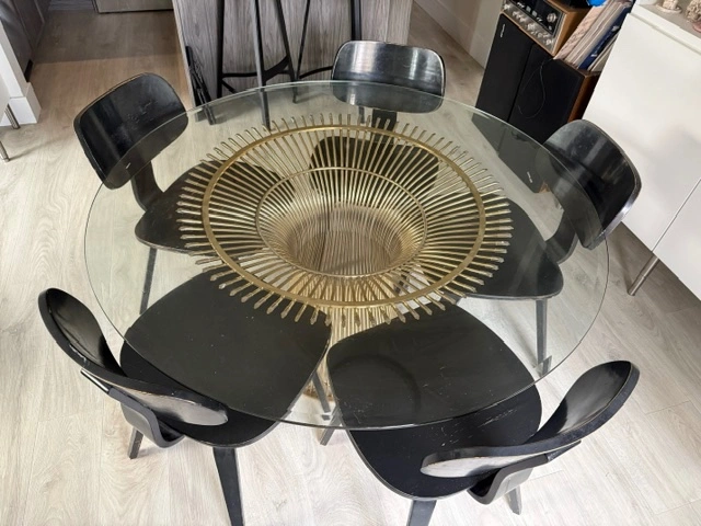 Warren Platner Brass Table & 6 Eames Style Chairs - photo 2