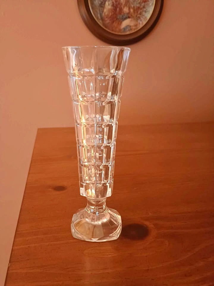 Vintage Cristal d'Arques French Geometric Lead Crystal Bud Vase