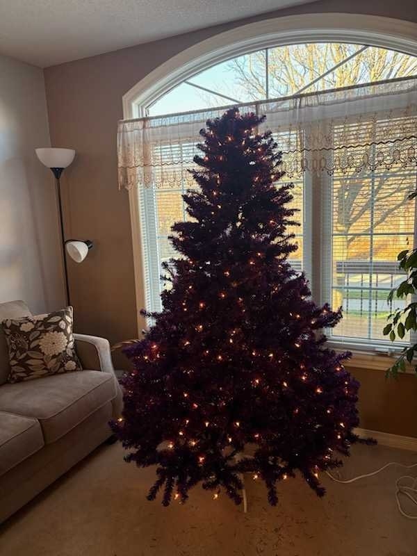 Purple Pre-Lit Artificial Christmas Tree with ornaments