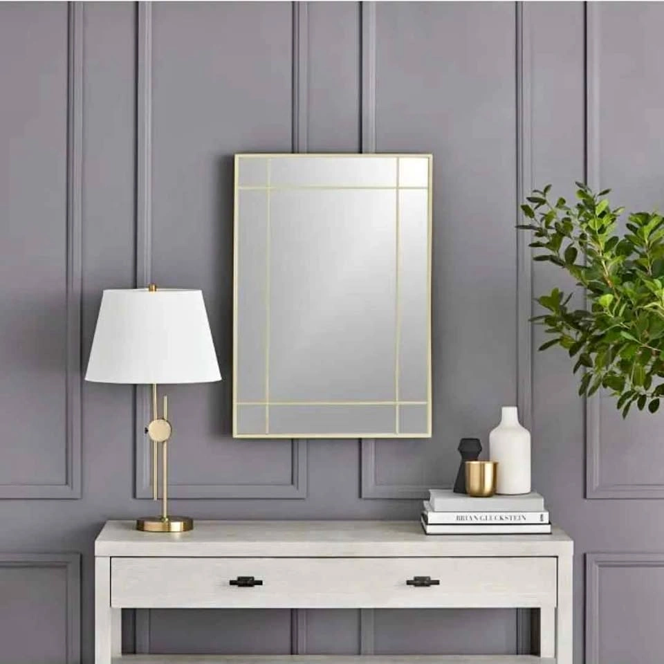 Brand New GlucksteinElements Gold Windowpane Wall Mirror