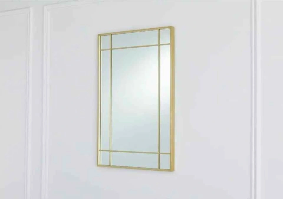 Brand New GlucksteinElements Gold Windowpane Wall Mirror - photo 2