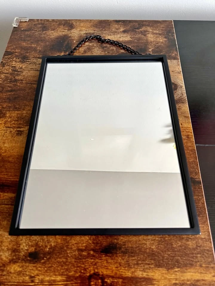 Black Rectangle Mirror with Chain (12 x 16)