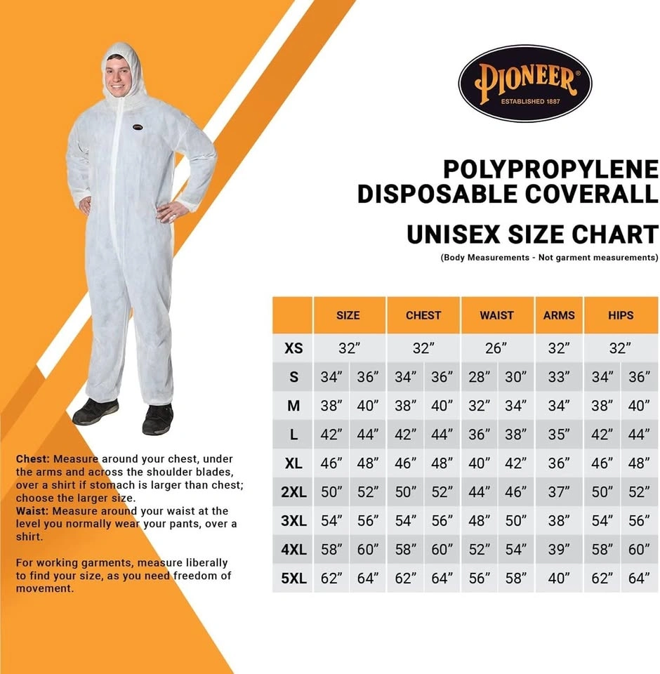 New Disposable Coverall, Front Zipper 18 pieces - photo 3