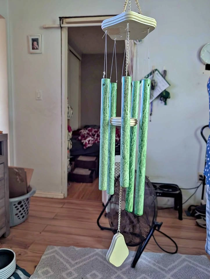 Green Marbleized Metal Wind Chime