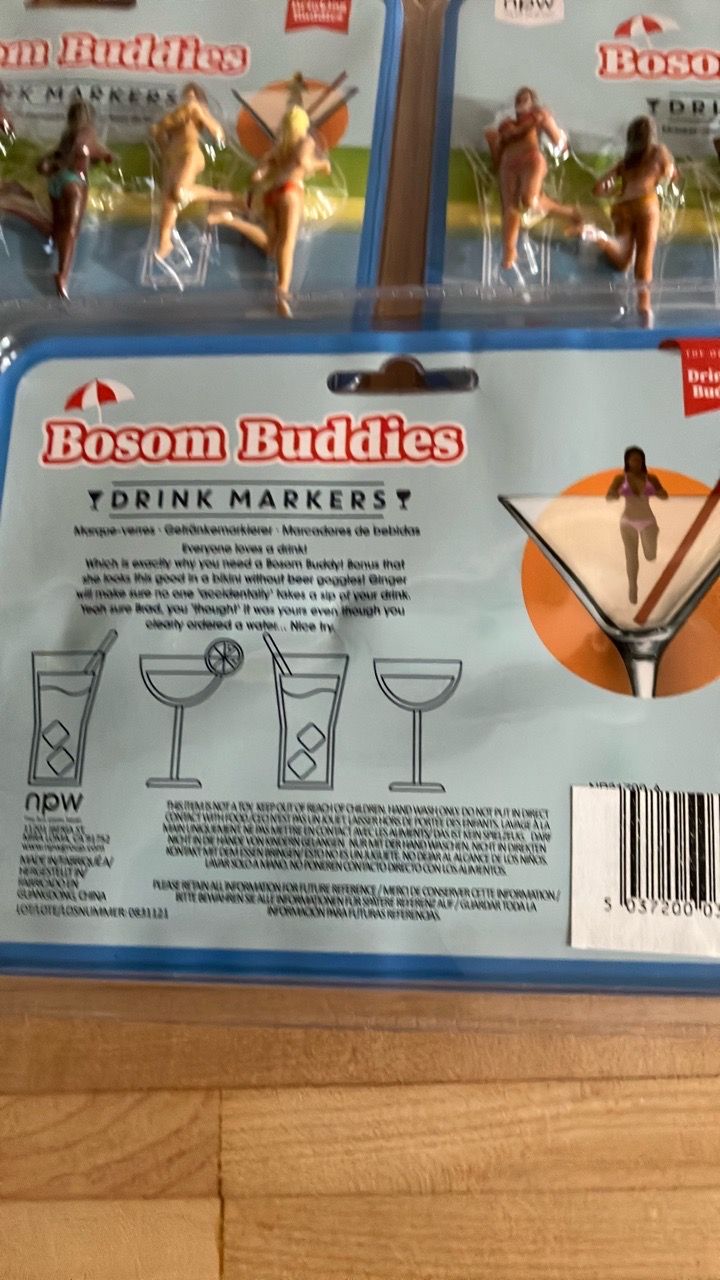 Set of 3 “Bosom Buddies” drink markers - photo 2
