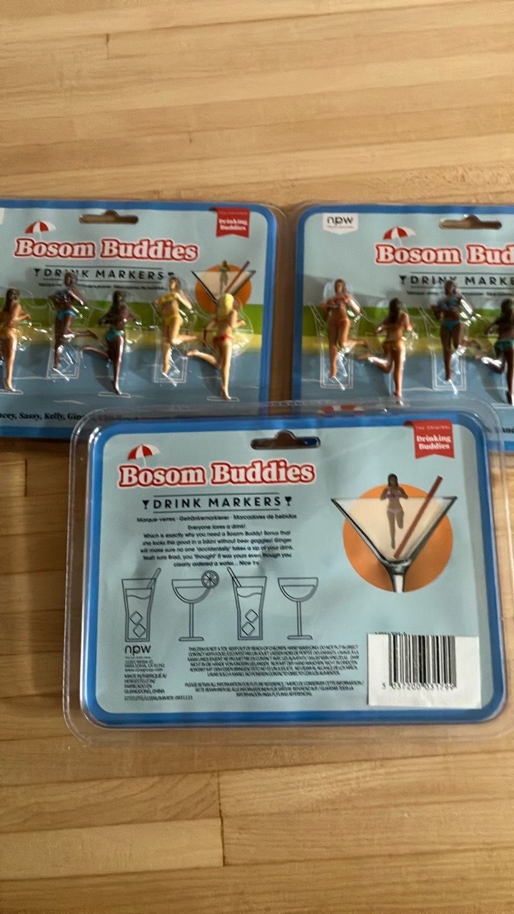 Set of 3 “Bosom Buddies” drink markers - photo 3