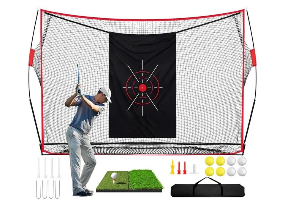 10x7ft Golf Practice Net Set with Hitting Mat, Target & Balls - photo 2