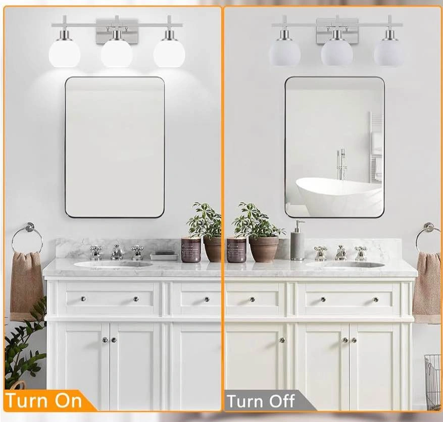 3-Light Brushed Nickel Vanity Light Fixture - photo 3