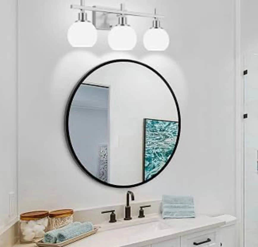 3-Light Brushed Nickel Vanity Light Fixture - photo 4