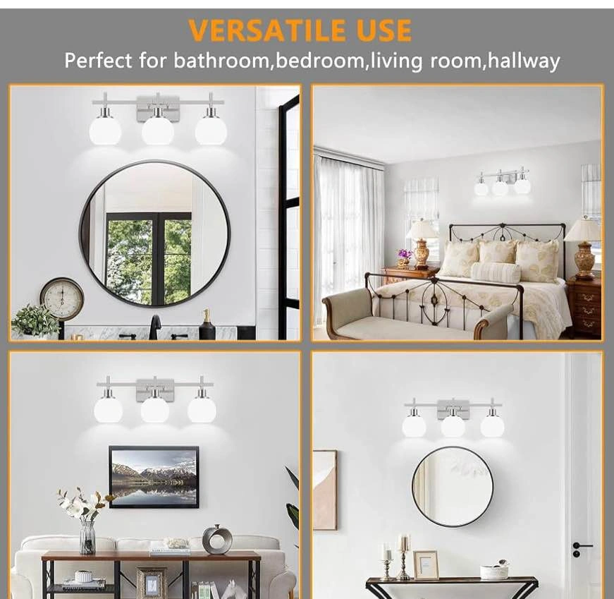 3-Light Brushed Nickel Vanity Light Fixture - photo 5