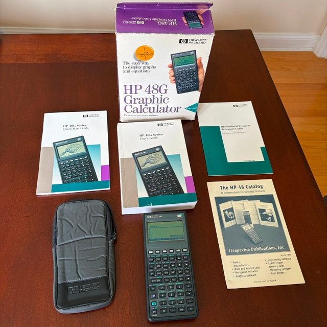 HP 48G RPN Graphing Calculator • Box, Manuals & Case