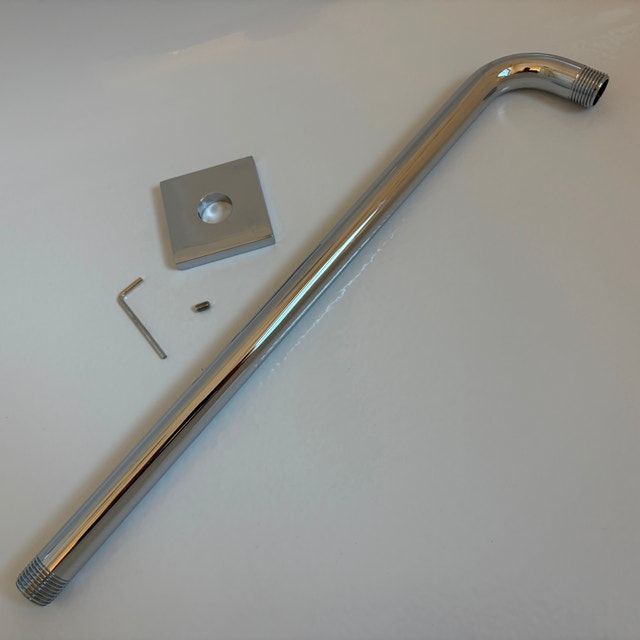 Riobel 560C 16" (40 cm) Chrome Shower Arm w/ Square Flange • NEW