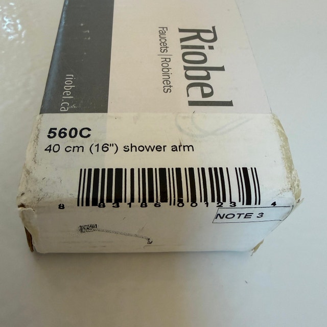 Riobel 560C 16" (40 cm) Chrome Shower Arm w/ Square Flange • NEW - photo 2