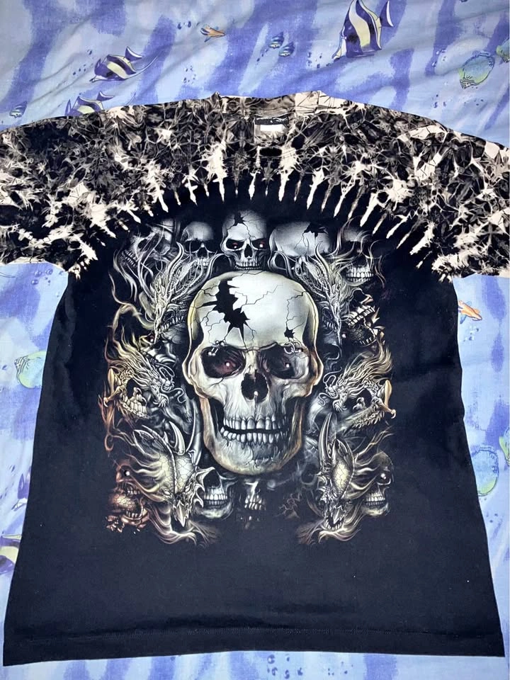 Skull Dragon T-Shirt Large – Gothic Y2K Graphic