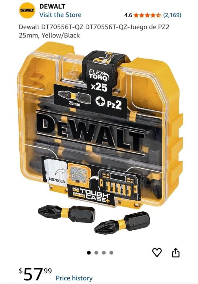 25x Dewalt Magnetic Phillips Bits