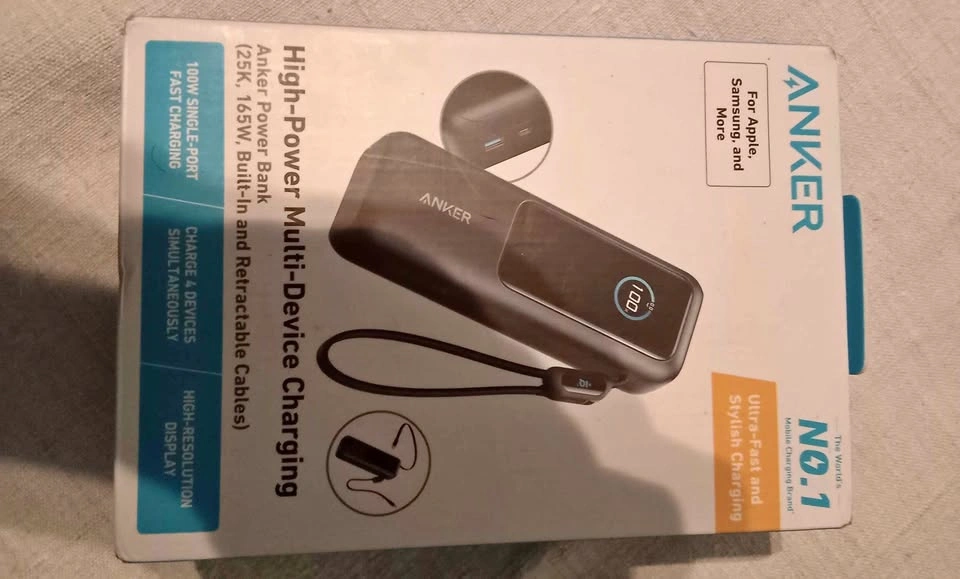 Anker Power Bank (25K, 165W) with Built-In USB-C Cable
