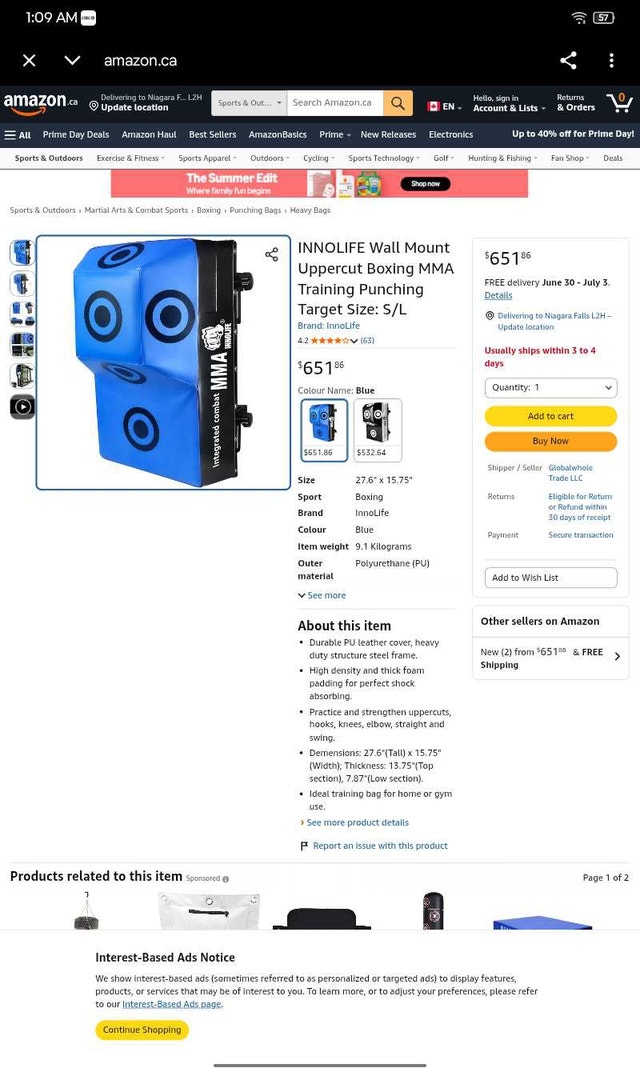 Innolife Wall Mount Uppercut Boxing MMA Training Target - photo 2