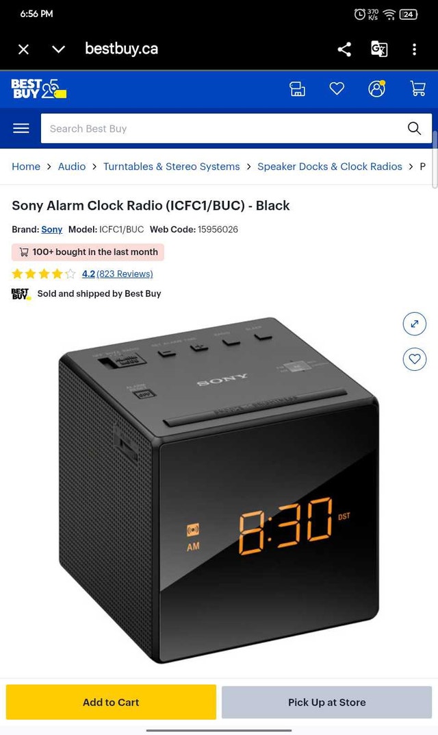 Sony Alarm Clock Radio ICFC1/BUC