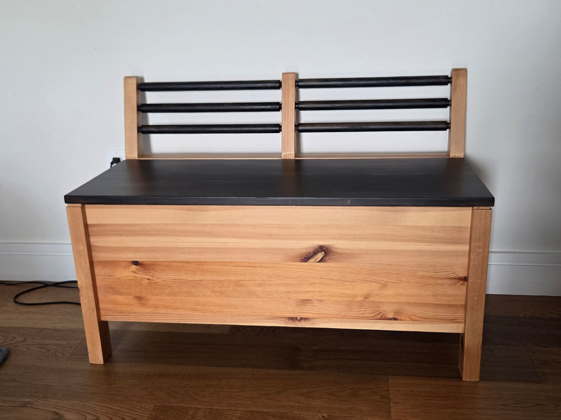 Wooden Storage Bench with Back - photo 2