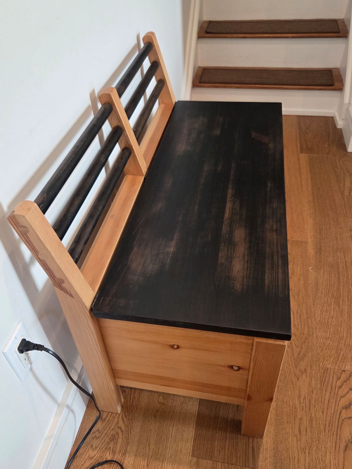 Wooden Storage Bench with Back - photo 3