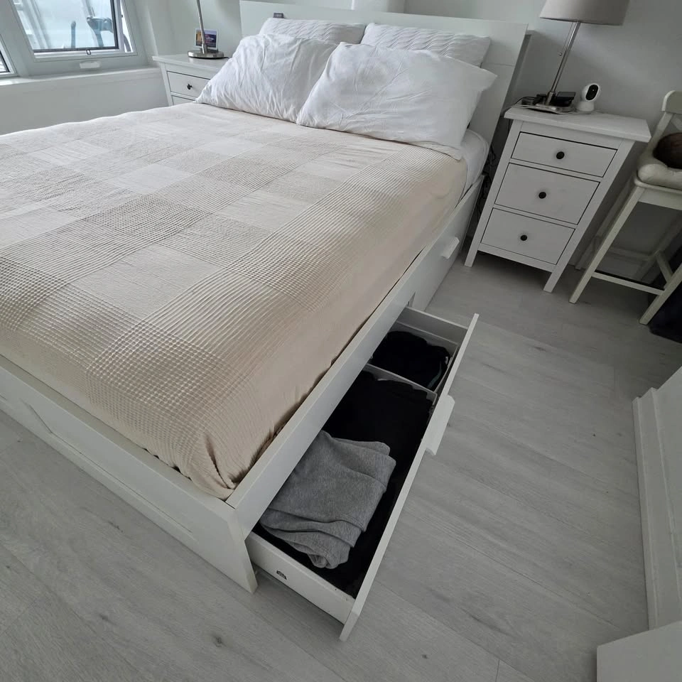 IKEA BRIMNES Queen Bed Frame + Storage Headboard – 4 Drawers - photo 2