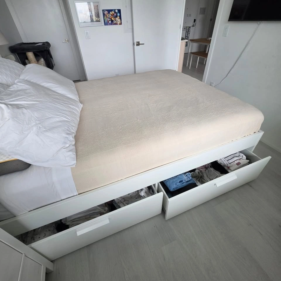 IKEA BRIMNES Queen Bed Frame + Storage Headboard – 4 Drawers - photo 5