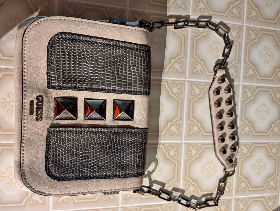 GUESS Studded Snake Print Crossbody Bag