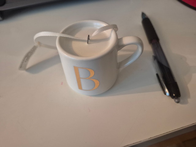Indigo Mug Ornament - Initials A and B - Brand new in box - photo 4